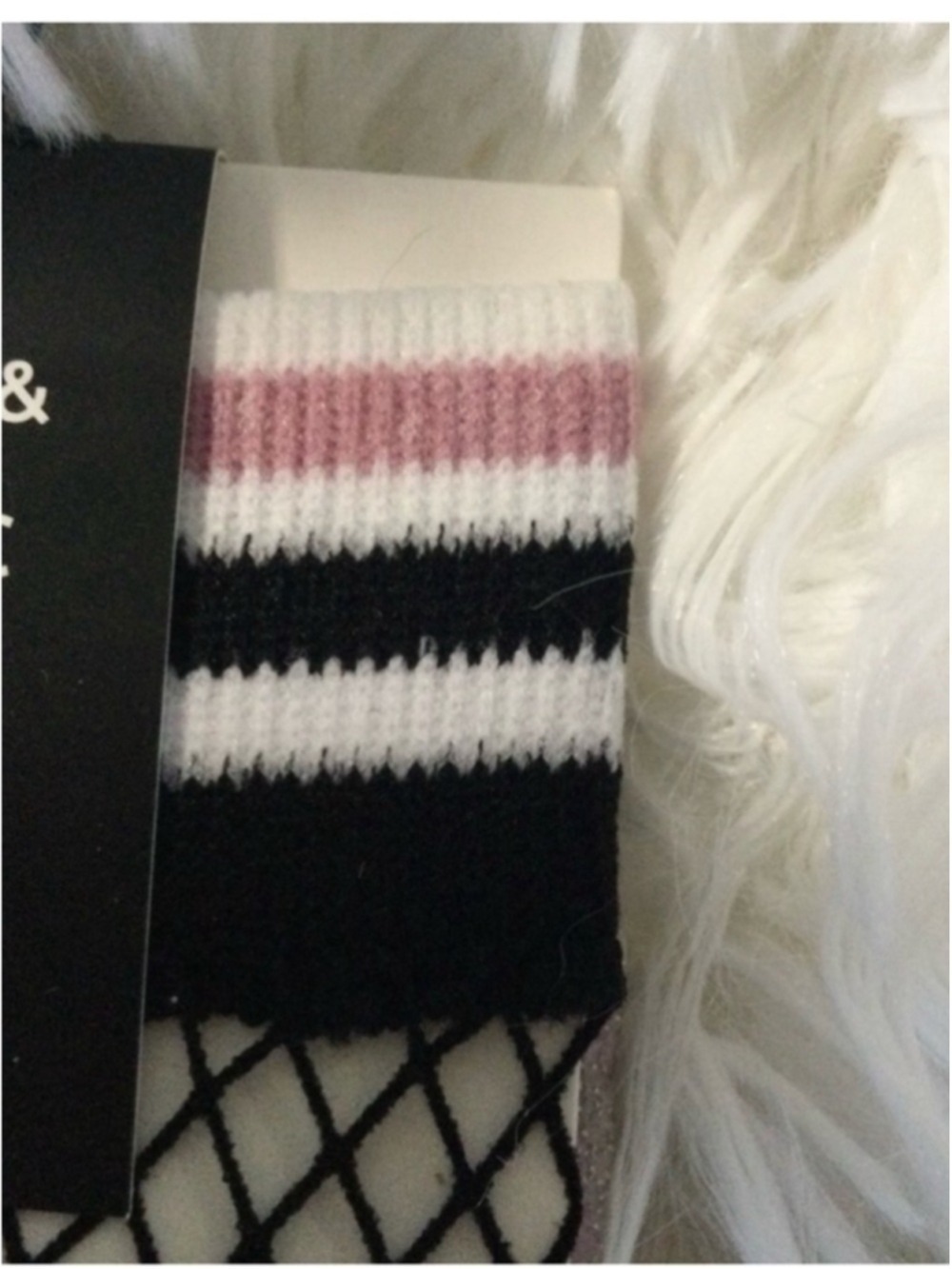 Mixit Anklet Socks 2-Pack | Black Fishnet + Light Purple Shimmer - Picture 3 of 16